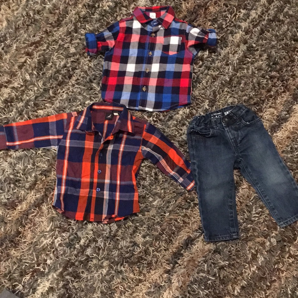 9-12 months infant flannels with jeans